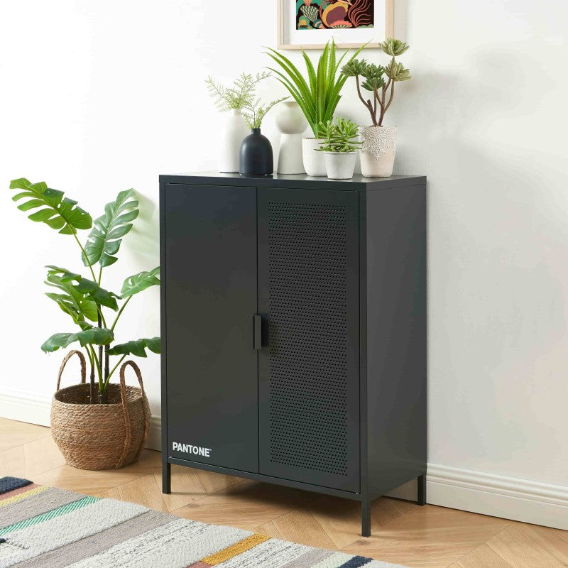 Buffet PANTONE métal gris anthracite 2 portes 75cm