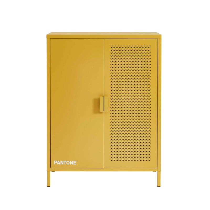 Buffet haut PANTONE métal jaune moutarde 100cm, rangement design salon ou salle de bain