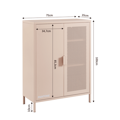 Buffet PANTONE métal rose blush 2 portes 75cm