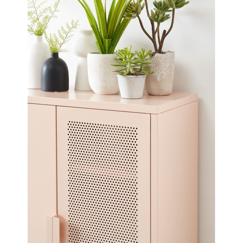 Buffet PANTONE métal rose blush 2 portes 75cm