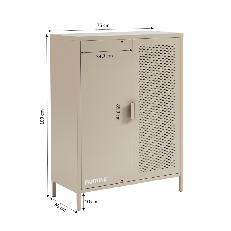 Buffet PANTONE métal taupe 2 portes 75cm