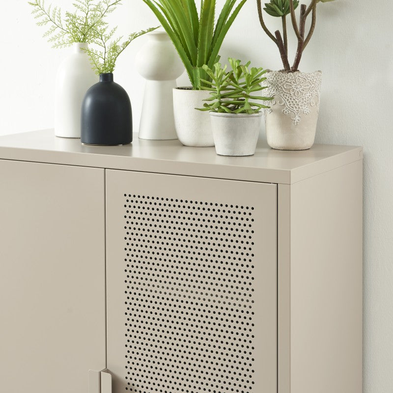 Buffet PANTONE métal taupe 2 portes 75cm