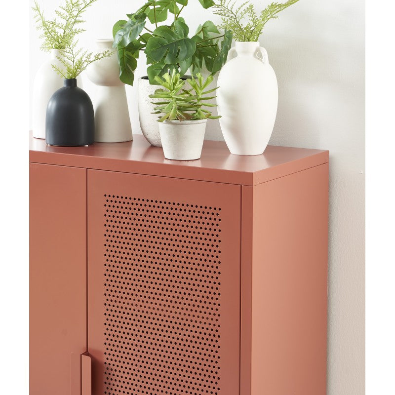 Buffet PANTONE métal terracotta 2 portes 75cm