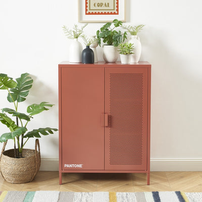 Buffet PANTONE métal terracotta 2 portes 75cm