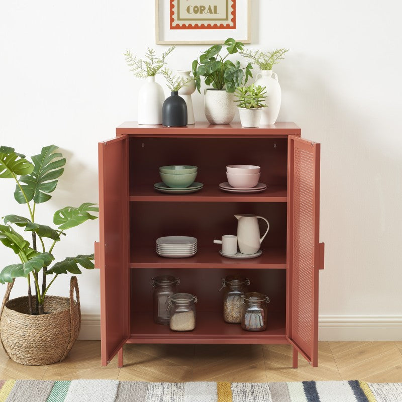 Buffet PANTONE métal terracotta 2 portes 75cm