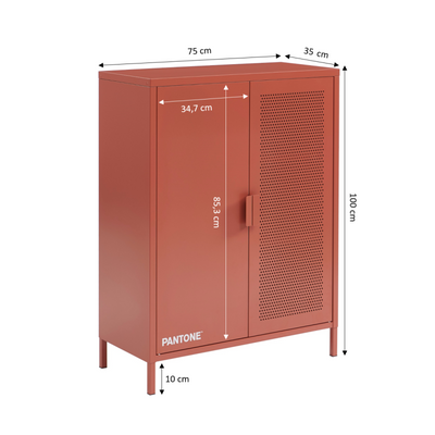 Buffet PANTONE métal terracotta 2 portes 75cm