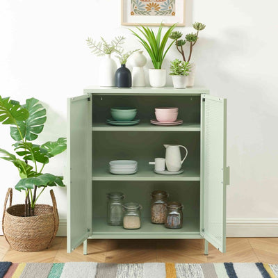 Buffet PANTONE métal vert amande 2 portes 75cm