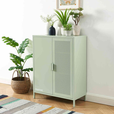 Buffet PANTONE métal vert amande 2 portes 75cm