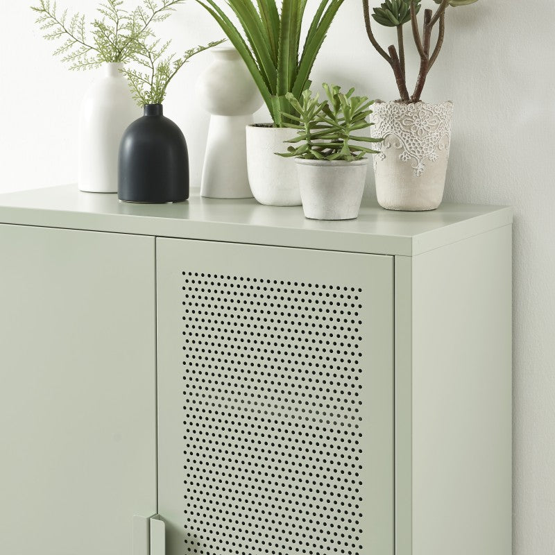 Buffet PANTONE métal vert amande 2 portes 75cm