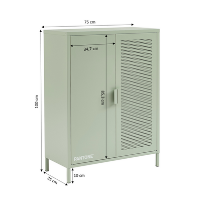 Buffet PANTONE métal vert amande 2 portes 75cm