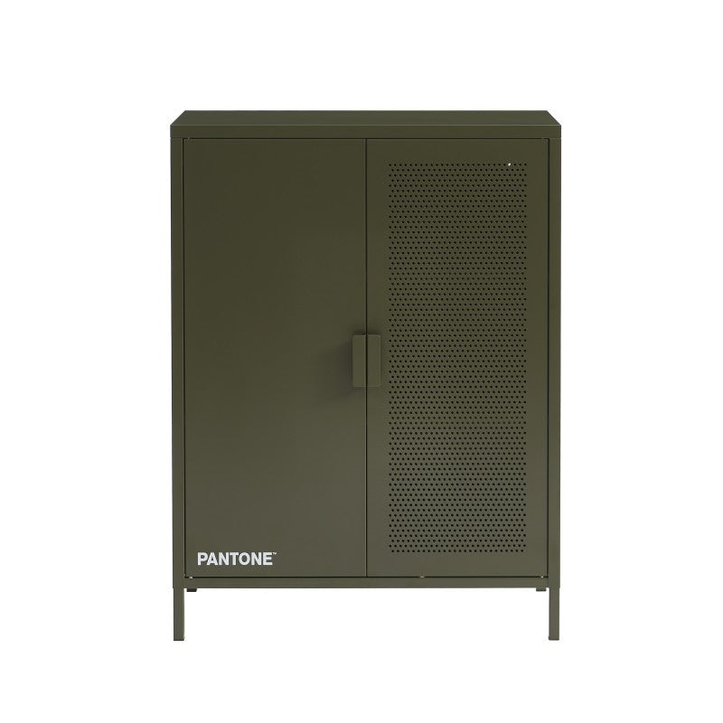 Buffet de cuisine PANTONE 2 portes 75cm métal vert olive style industriel