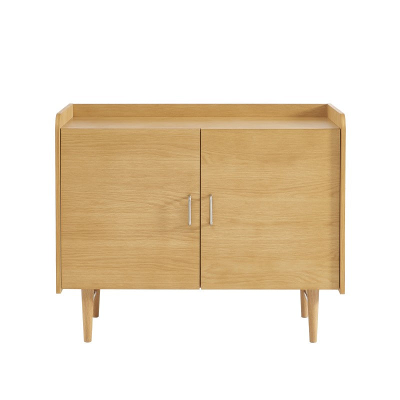 Buffet 2 portes 100cm placage chêne naturel, design épuré pour intérieur contemporain