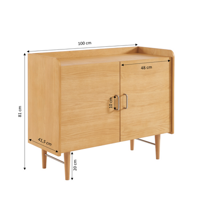 Buffet TWIGGY placage chêne 2 portes 100cm