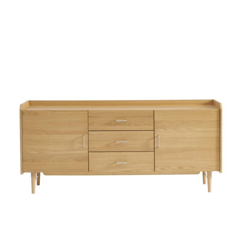 Buffet 2 portes 180cm placage chêne naturel, design épuré pour intérieur contemporain