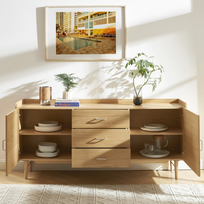 Buffet TWIGGY placage chêne 2 portes 180cm