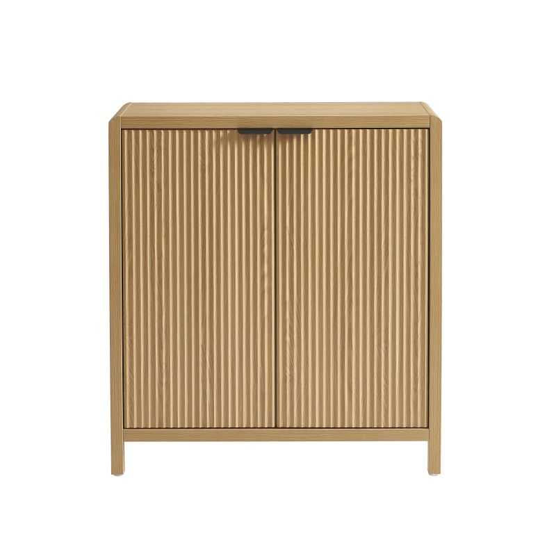 Buffet 2 portes 75cm effet chêne naturel, meuble de rangement cuisine au design épuré