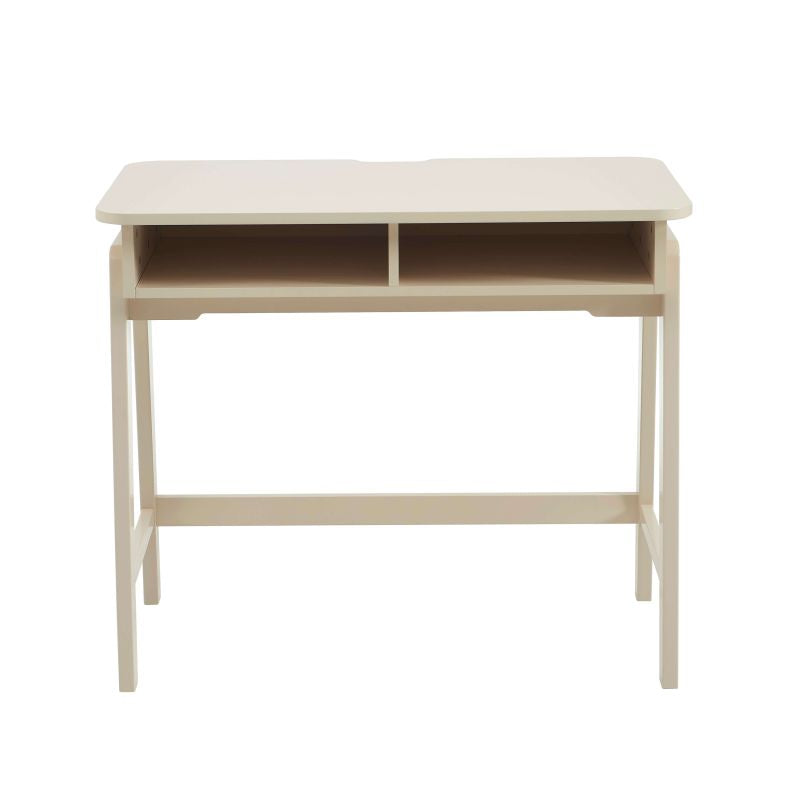 Bureau enfant ELLI 90cm coloris beige mat, pieds asymétriques, design sobre et actuel