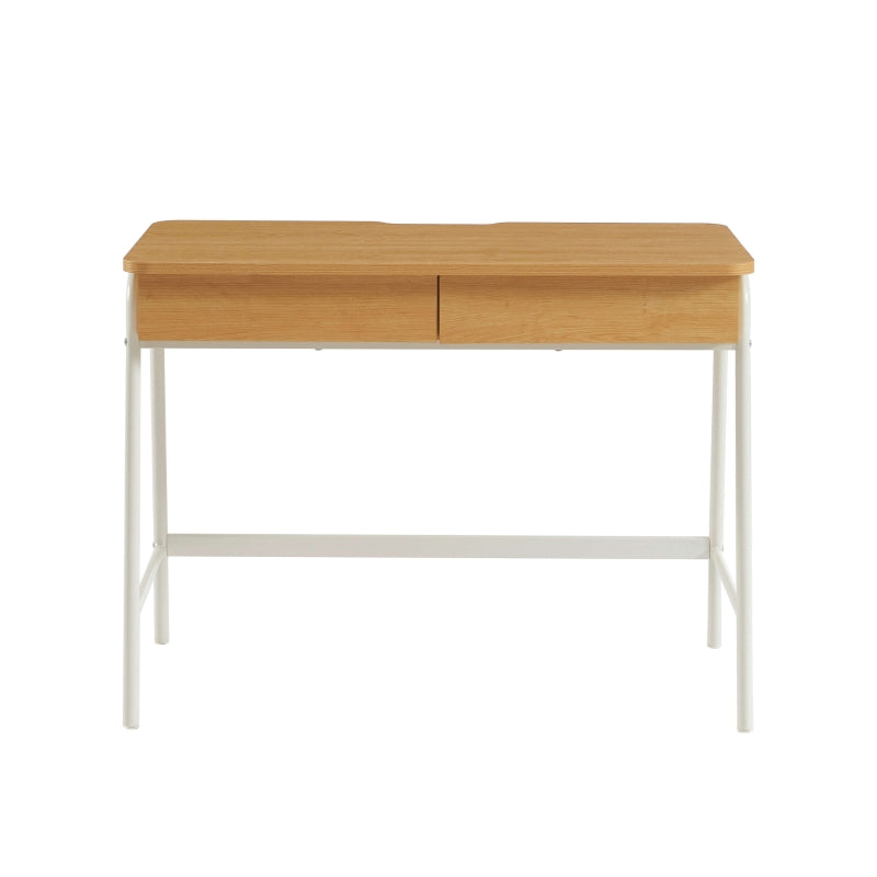 Bureau compact effet chêne et blanc 100cm, surface de travail élégante petit espace