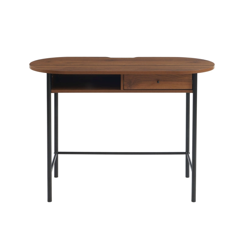 Bureau GAIA 110cm effet noyer et piètement métal noir, design contemporain
