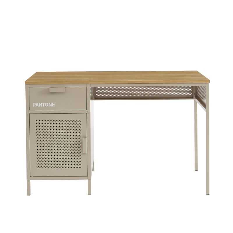 Bureau métal taupe 120cm finition PANTONE, design moderne sur mesure