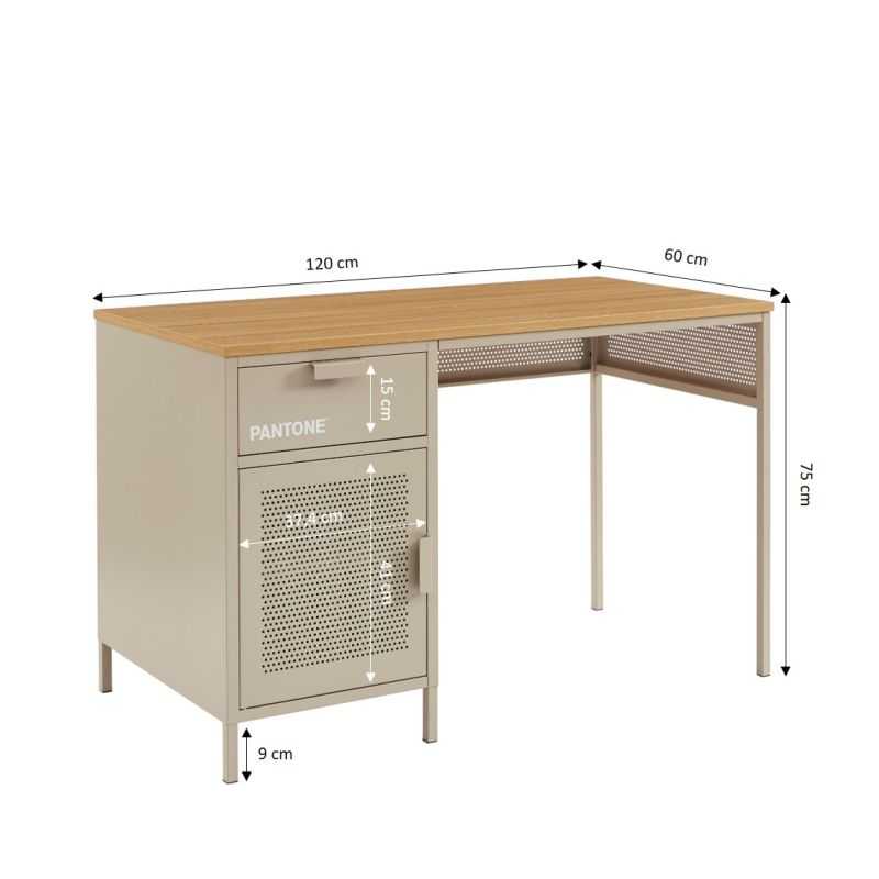 Bureau PANTONE métal taupe 120cm