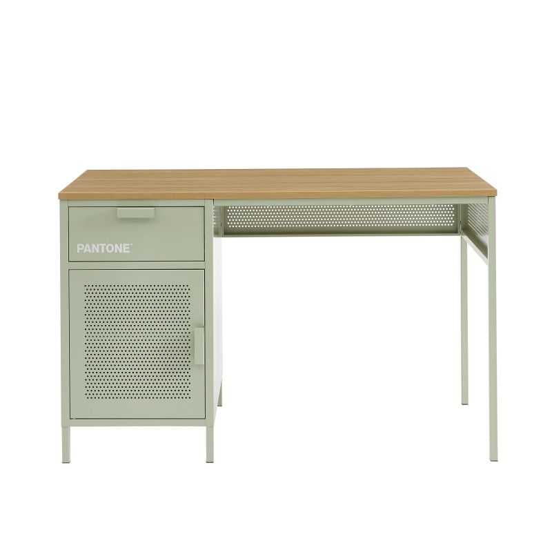 Bureau métal vert amande 120cm finition PANTONE, meuble de bureau moderne sur mesure