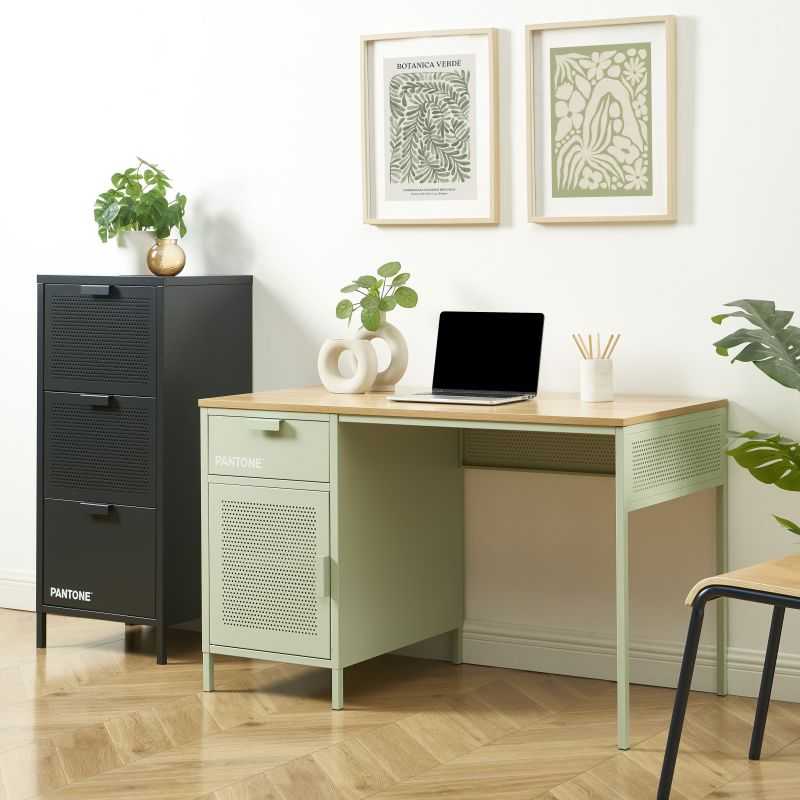 Bureau PANTONE métal vert amande 120cm