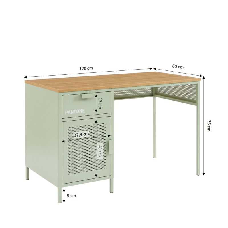 Bureau PANTONE métal vert amande 120cm