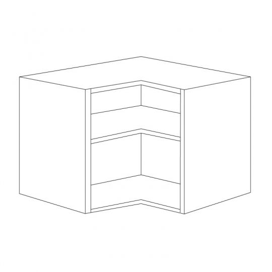 Caisson bas d'angle cuisine gris 93x70cm, mélaminé sur mesure, fabrication française