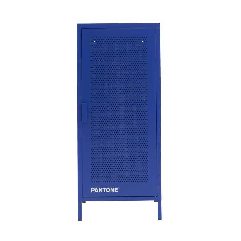 Caisson de bureau métal bleu électrique époxy mat, hauteur 105cm, style industriel