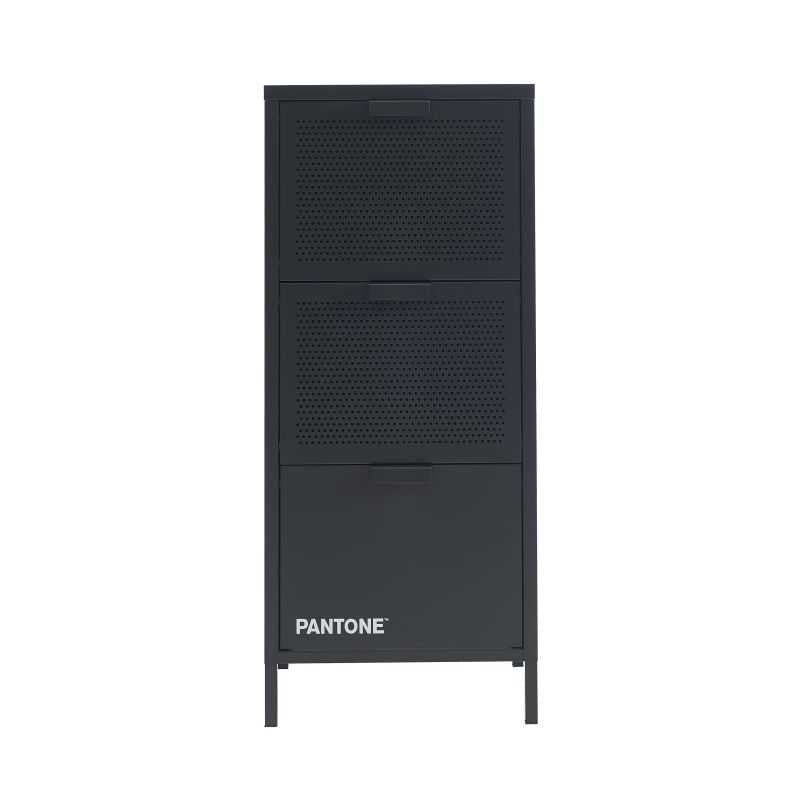 Caisson de bureau métal gris anthracite 3 tiroirs 105cm, finition époxy mat industrielle