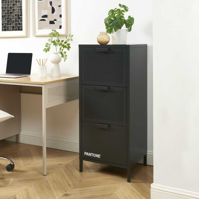 Caisson de bureau PANTONE métal gris anthracite 3 tiroirs h105cm