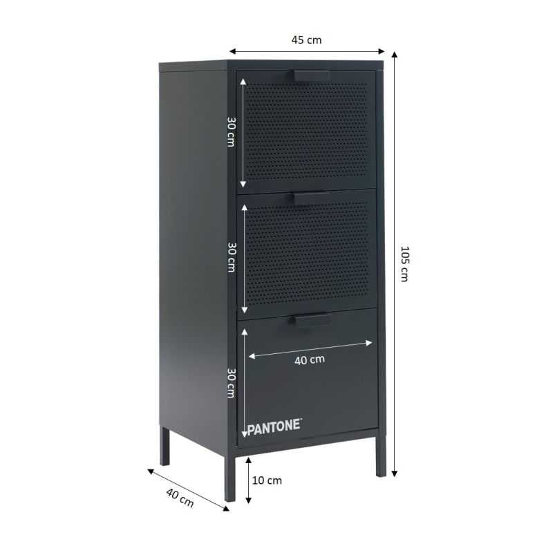 Caisson de bureau PANTONE métal gris anthracite 3 tiroirs h105cm
