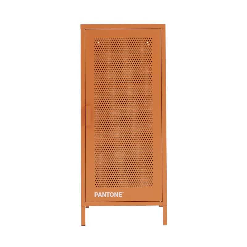 Caisson de bureau métal orange mat finition époxy, rangement industriel h105cm