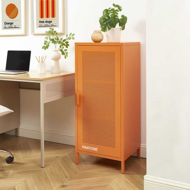 Caisson de bureau PANTONE métal orange h105cm