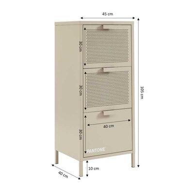 Caisson de bureau PANTONE métal taupe 3 tiroirs h105cm