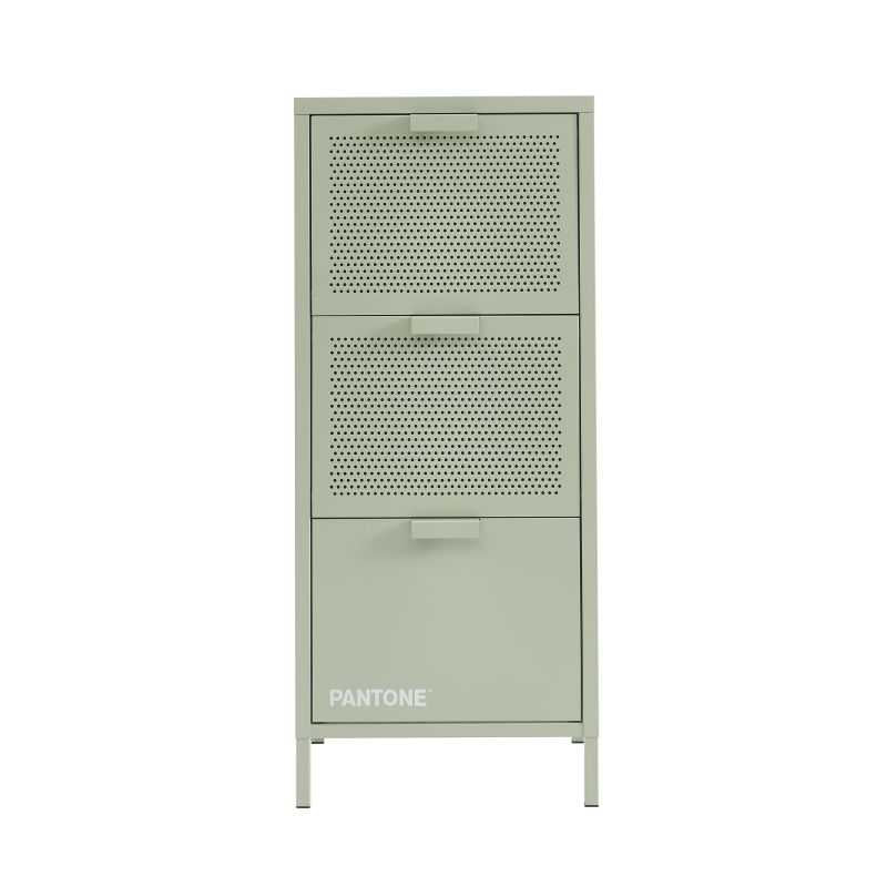 Caisson de bureau métal vert amande 3 tiroirs 105cm, finition époxy mat industriel