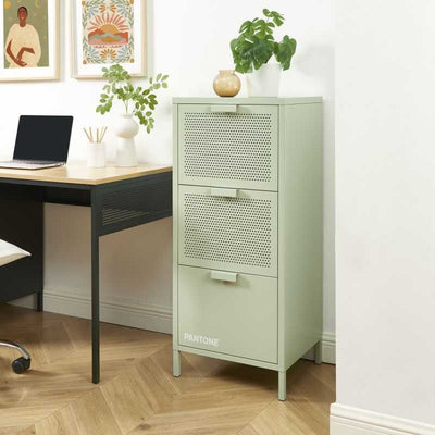 Caisson de bureau PANTONE métal vert amande 3 tiroirs h105cm