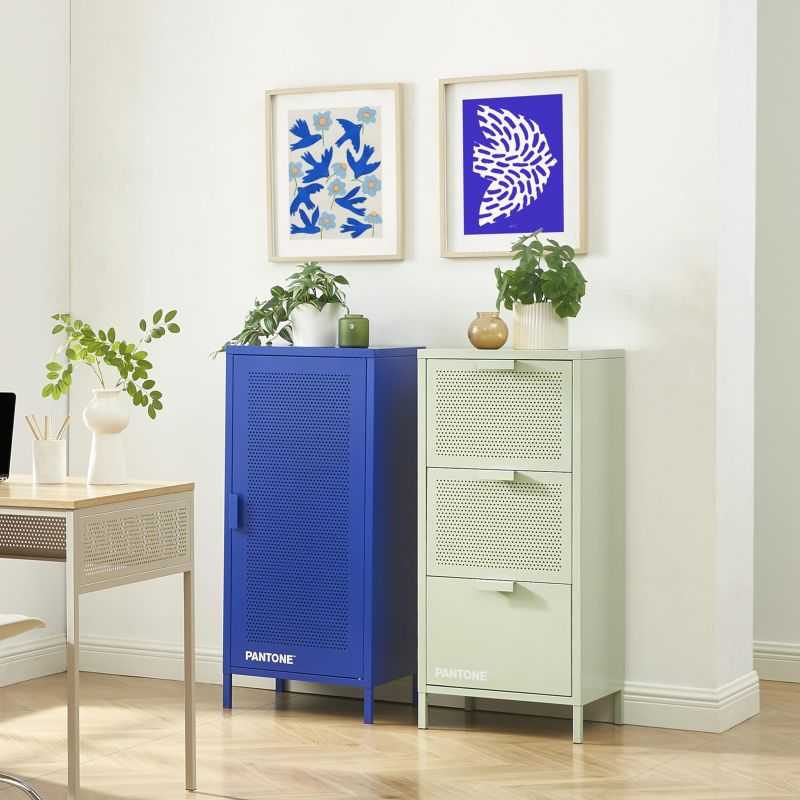 Caisson de bureau PANTONE métal vert amande 3 tiroirs h105cm