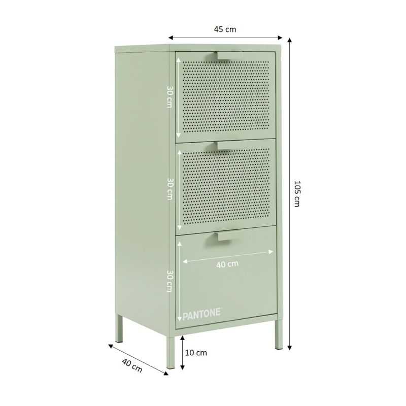 Caisson de bureau PANTONE métal vert amande 3 tiroirs h105cm