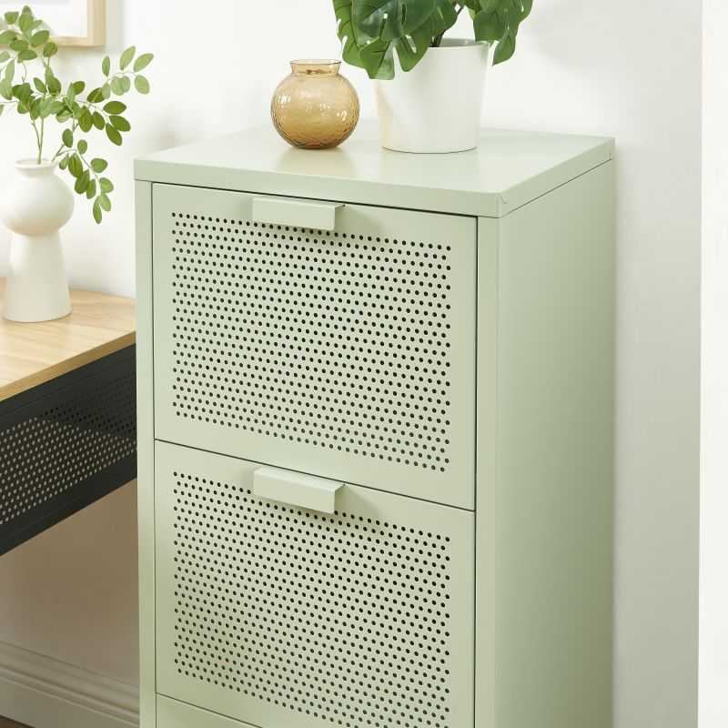 Caisson de bureau PANTONE métal vert amande 3 tiroirs h105cm