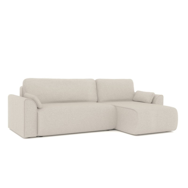 Canapé d'angle convertible CAPUCINS 4 places velours côtelé beige