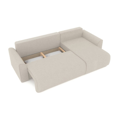 Canapé d'angle convertible CAPUCINS 4 places velours côtelé beige