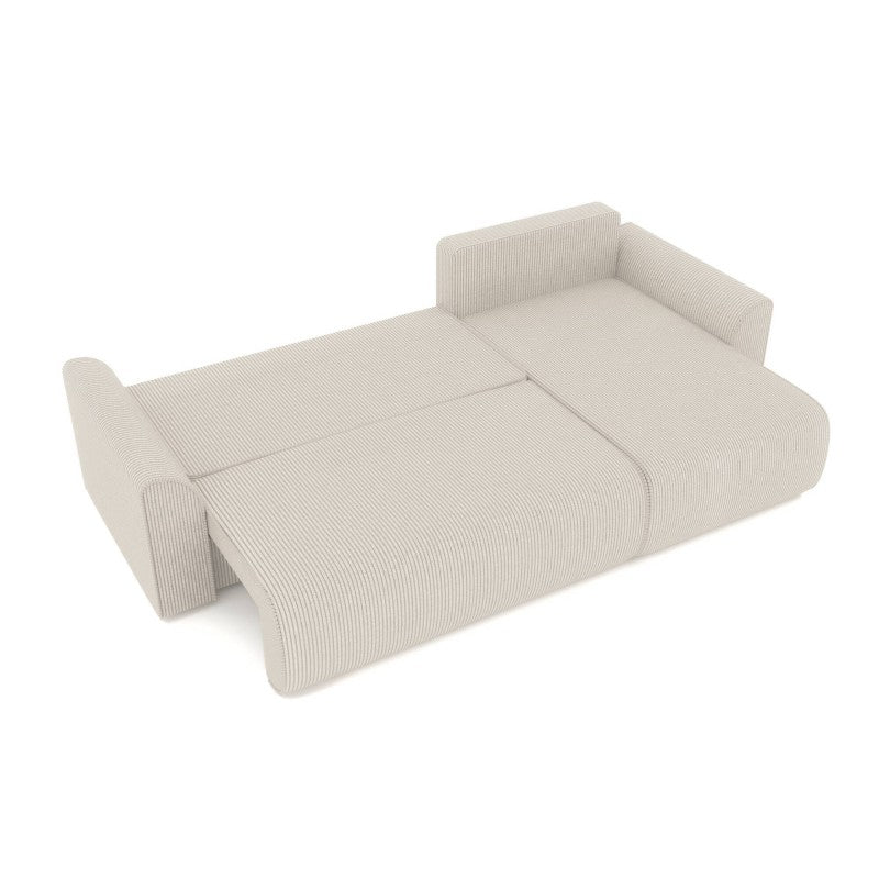 Canapé d'angle convertible CAPUCINS 4 places velours côtelé beige