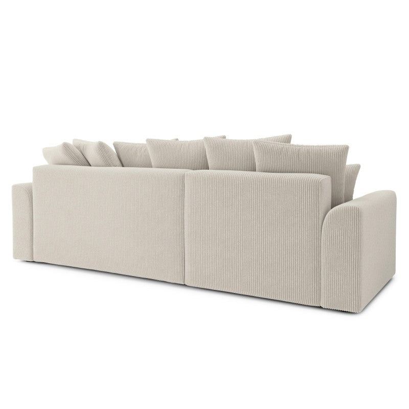 Canapé d'angle convertible NOVA 4 places en velours côtelé beige