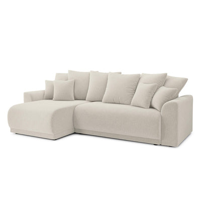 Canapé d'angle convertible NOVA 4 places en velours côtelé beige
