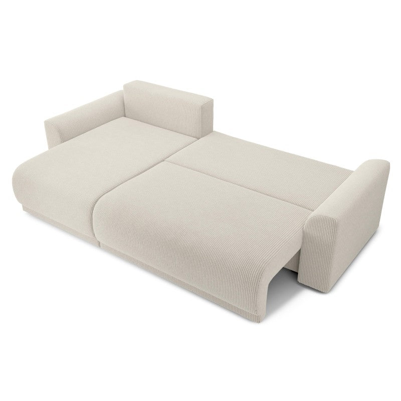 Canapé d'angle convertible NOVA 4 places en velours côtelé beige