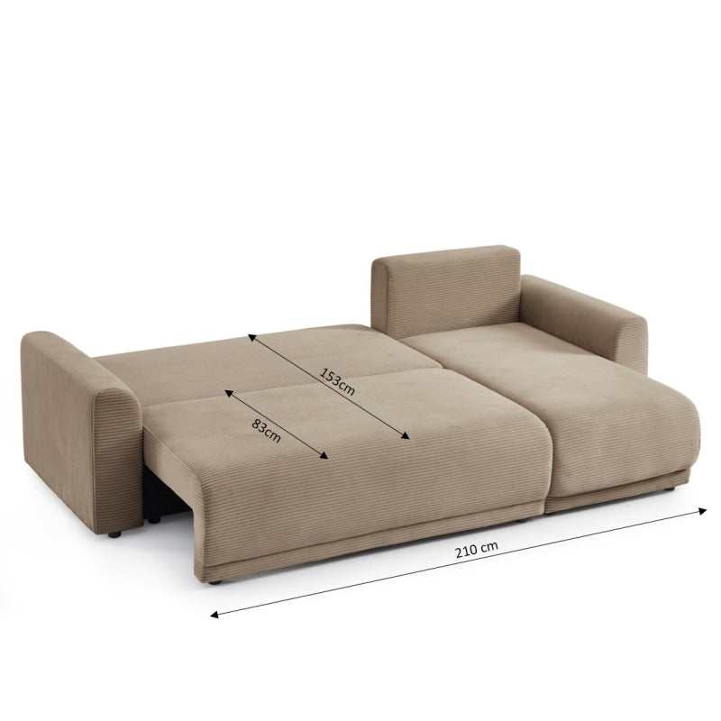 Canapé d'angle convertible et réversible 4 places SOLINE velours côtelé taupe