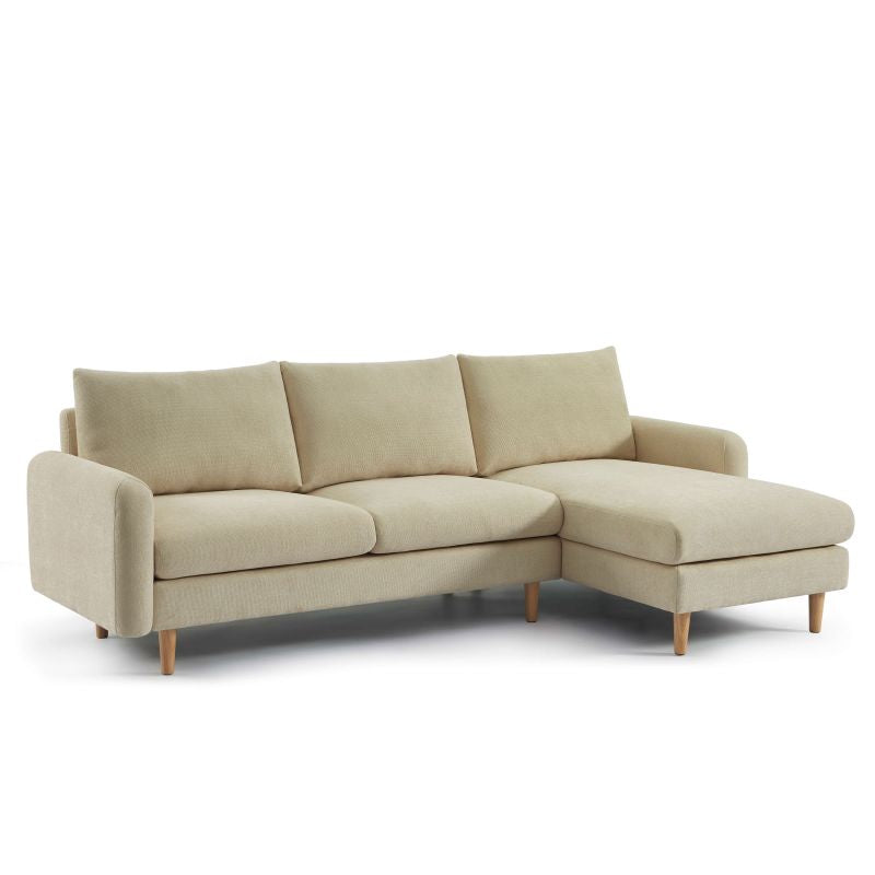 Canapé d'angle réversible fixe CALIBA 4 places tissu chenille taupe