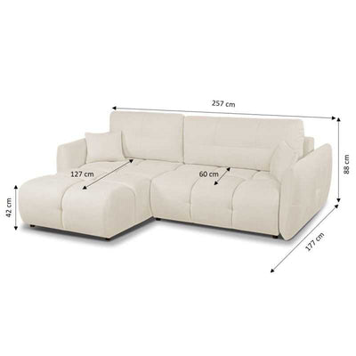 Canapé d'angle convertible et réversible COMO 4 places tissu chenille écru